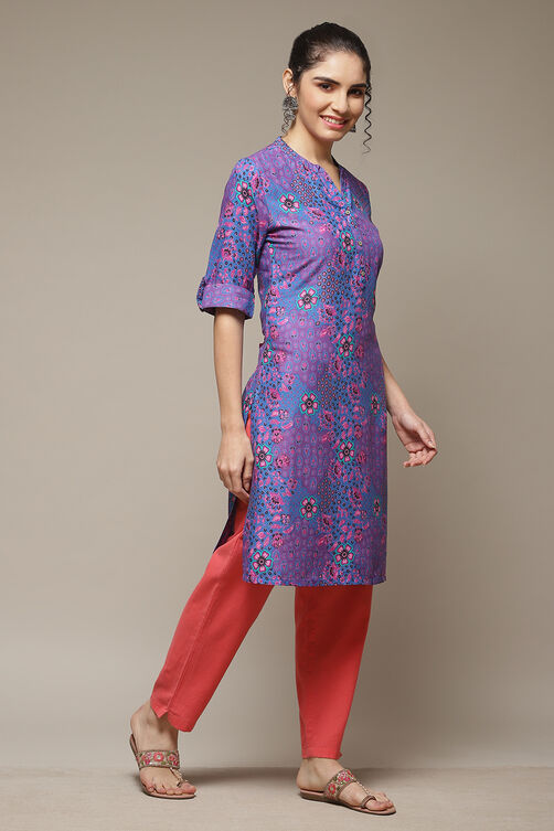 Purple LIVA Straight Kurta image number 5